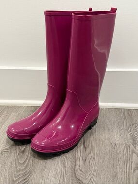 Capelli of New York Glossy Fuchsia pink Knee-High Rain Boots
